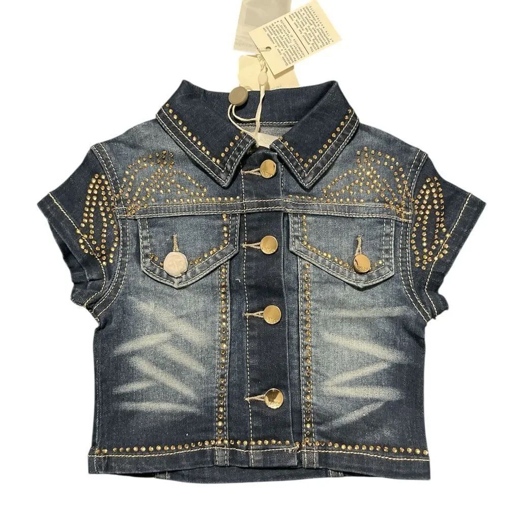 Fun & Fun Stylish Blue Denim Kids Jacket with Gold Accents